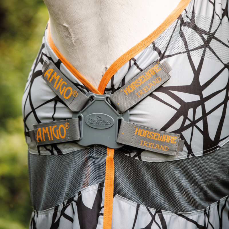 Amigo Camofly Detach-A-Neck Fly Rug - Grey/Orange -1